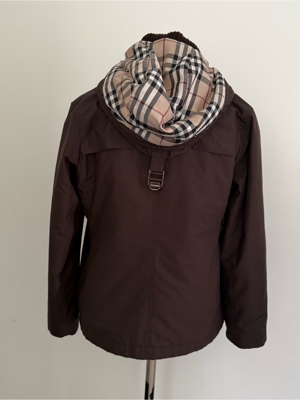 Burberry Utility Jacket, Brown, With Hood, Stand Collar